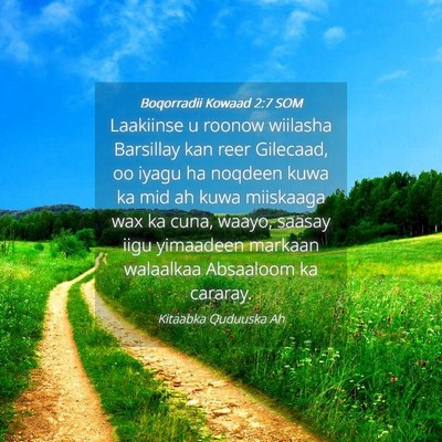Picture 04 - Boqorradii Kowaad 2:7 SOM - Laakiinse u roonow wiilasha Barsillay kan reer - Bible Verse Picture