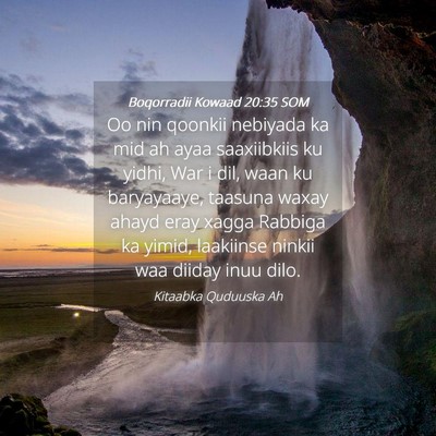 Picture 04 - Boqorradii Kowaad 20:35 SOM - Oo nin qoonkii nebiyada ka mid ah ayaa - Bible Verse Picture