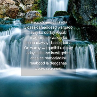 Picture 04 - Boqorradii Kowaad 21:8 SOM - Sidaas daraaddeed warqado ayay ku qortay Axaab - Bible Verse Picture