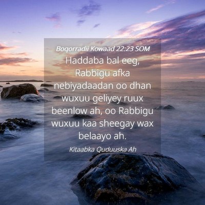 Picture 04 - Boqorradii Kowaad 22:23 SOM - Haddaba bal eeg, Rabbigu afka nebiyadaadan oo - Bible Verse Picture
