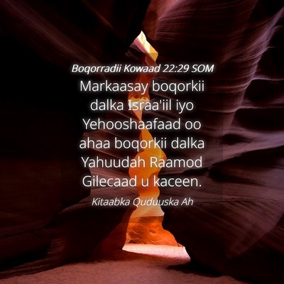 Picture 04 - Boqorradii Kowaad 22:29 SOM - Markaasay boqorkii dalka Israa'iil iyo - Bible Verse Picture