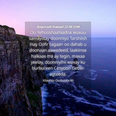 Picture 04 - Boqorradii Kowaad 22:48 SOM - Oo Yehooshaafaadna wuxuu samaystay doonniyo - Bible Verse Picture