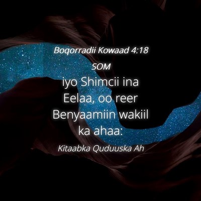 Picture 04 - Boqorradii Kowaad 4:18 SOM - iyo Shimcii ina Eelaa, oo reer Benyaamiin wakiil - Bible Verse Picture