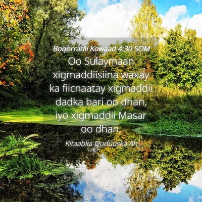 Picture 04 - Boqorradii Kowaad 4:30 SOM - Oo Sulaymaan xigmaddiisiina waxay ka fiicnaatay - Bible Verse Picture