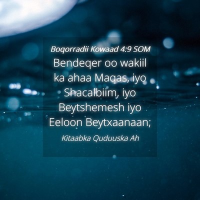 Picture 04 - Boqorradii Kowaad 4:9 SOM - Bendeqer oo wakiil ka ahaa Maqas, iyo Shacalbiim, - Bible Verse Picture