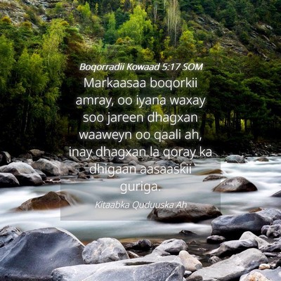 Picture 04 - Boqorradii Kowaad 5:17 SOM - Markaasaa boqorkii amray, oo iyana waxay soo - Bible Verse Picture