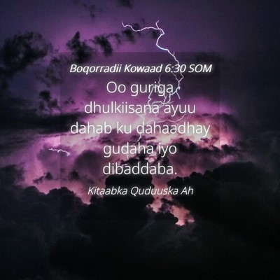 Picture 04 - Boqorradii Kowaad 6:30 SOM - Oo guriga dhulkiisana ayuu dahab ku dahaadhay - Bible Verse Picture