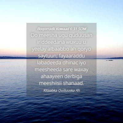 Picture 04 - Boqorradii Kowaad 6:31 SOM - Oo meesha ugu quduusan iriddeedana wuxuu u yeelay - Bible Verse Picture