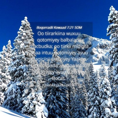 Picture 04 - Boqorradii Kowaad 7:21 SOM - Oo tiirarkiina wuxuu qotomiyey balbaladii - Bible Verse Picture