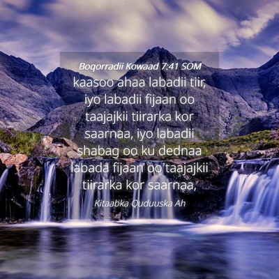 Picture 04 - Boqorradii Kowaad 7:41 SOM - kaasoo ahaa labadii tiir, iyo labadii fijaan oo - Bible Verse Picture