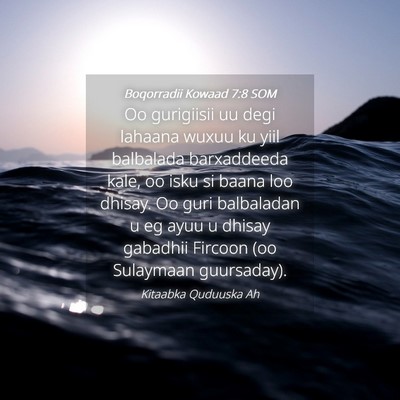 Picture 04 - Boqorradii Kowaad 7:8 SOM - Oo gurigiisii uu degi lahaana wuxuu ku yiil - Bible Verse Picture