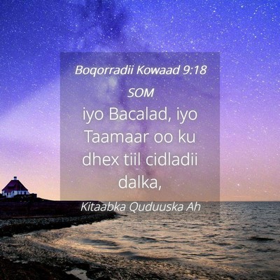 Picture 04 - Boqorradii Kowaad 9:18 SOM - iyo Bacalad, iyo Taamaar oo ku dhex tiil cidladii - Bible Verse Picture