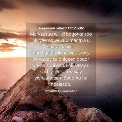 Picture 04 - Boqorradii Labaad 11:12 SOM - Markaasuu wiilkii boqorka soo bixiyey, oo wuxuu - Bible Verse Picture