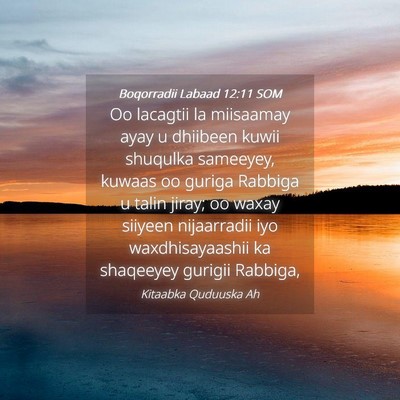 Picture 04 - Boqorradii Labaad 12:11 SOM - Oo lacagtii la miisaamay ayay u dhiibeen kuwii - Bible Verse Picture