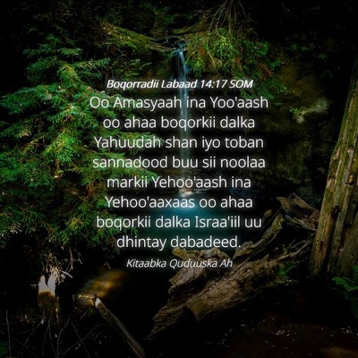 Picture 04 - Boqorradii Labaad 14:17 SOM - Oo Amasyaah ina Yoo'aash oo ahaa boqorkii dalka - Bible Verse Picture