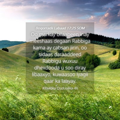 Picture 04 - Boqorradii Labaad 17:25 SOM - Oo markay bilaabeen inay meeshaas degaan Rabbiga - Bible Verse Picture