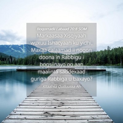 Picture 04 - Boqorradii Labaad 20:8 SOM - Markaasaa Xisqiyaah wuxuu Ishacyaah ku yidhi, - Bible Verse Picture