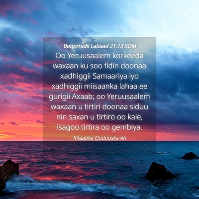 Picture 04 - Boqorradii Labaad 21:13 SOM - Oo Yeruusaalem korkeeda waxaan ku soo fidin - Bible Verse Picture