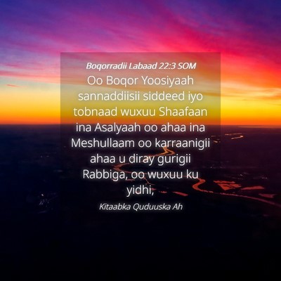 Picture 04 - Boqorradii Labaad 22:3 SOM - Oo Boqor Yoosiyaah sannaddiisii siddeed iyo - Bible Verse Picture