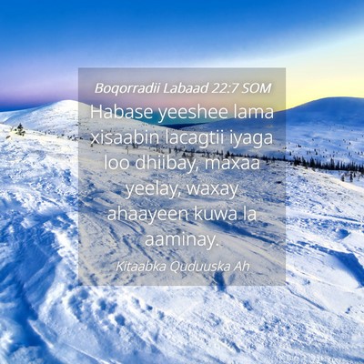 Picture 04 - Boqorradii Labaad 22:7 SOM - Habase yeeshee lama xisaabin lacagtii iyaga loo - Bible Verse Picture
