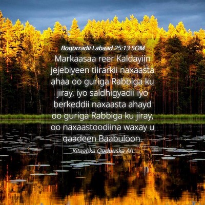 Picture 04 - Boqorradii Labaad 25:13 SOM - Markaasaa reer Kaldayiin jejebiyeen tiirarkii - Bible Verse Picture