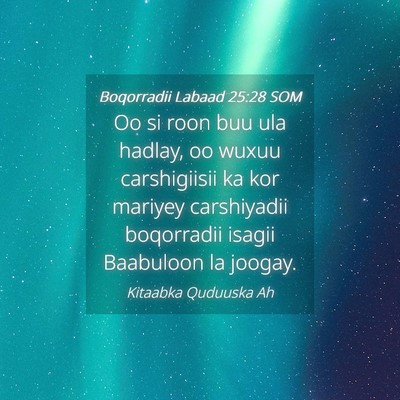 Picture 04 - Boqorradii Labaad 25:28 SOM - Oo si roon buu ula hadlay, oo wuxuu carshigiisii - Bible Verse Picture