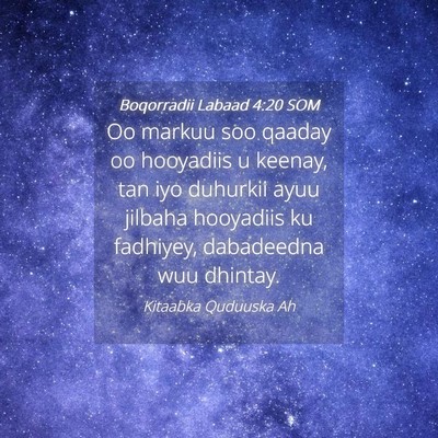 Picture 04 - Boqorradii Labaad 4:20 SOM - Oo markuu soo qaaday oo hooyadiis u keenay, tan - Bible Verse Picture