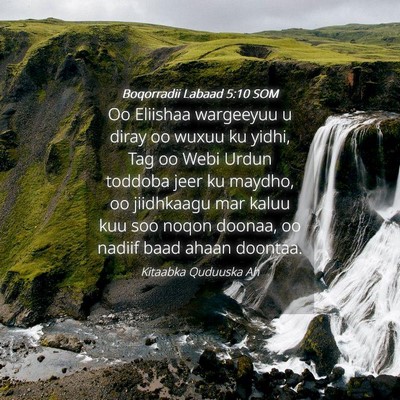 Picture 04 - Boqorradii Labaad 5:10 SOM - Oo Eliishaa wargeeyuu u diray oo wuxuu ku yidhi, - Bible Verse Picture