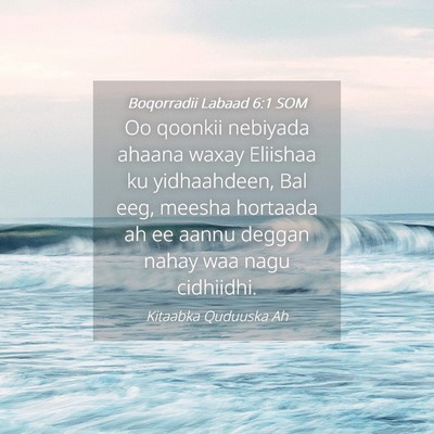 Picture 04 - Boqorradii Labaad 6:1 SOM - Oo qoonkii nebiyada ahaana waxay Eliishaa ku - Bible Verse Picture