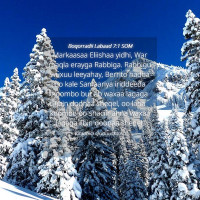 Picture 04 - Boqorradii Labaad 7:1 SOM - Markaasaa Eliishaa yidhi, War maqla erayga - Bible Verse Picture