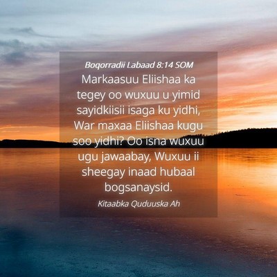 Picture 04 - Boqorradii Labaad 8:14 SOM - Markaasuu Eliishaa ka tegey oo wuxuu u yimid - Bible Verse Picture