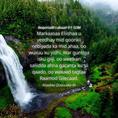 Picture 04 - Boqorradii Labaad 9:1 SOM - Markaasaa Eliishaa u yeedhay mid qoonkii nebiyada - Bible Verse Picture