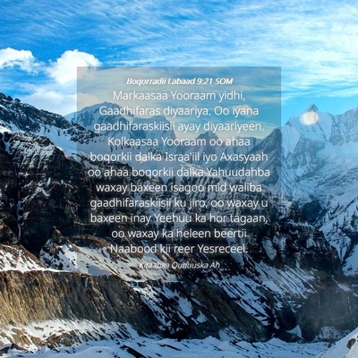 Picture 04 - Boqorradii Labaad 9:21 SOM - Markaasaa Yooraam yidhi, Gaadhifaras diyaariya. - Bible Verse Picture