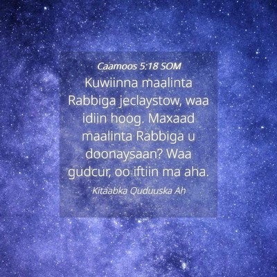 Picture 04 - Caamoos 5:18 SOM - Kuwiinna maalinta Rabbiga jeclaystow, waa idiin - Bible Verse Picture