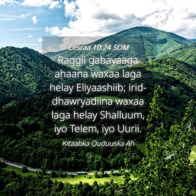 Picture 04 - Cesraa 10:24 SOM - Raggii gabayaaga ahaana waxaa laga helay - Bible Verse Picture