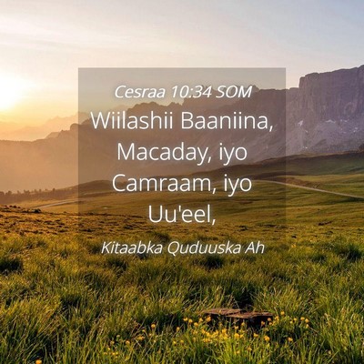 Picture 04 - Cesraa 10:34 SOM - Wiilashii Baaniina, Macaday, iyo Camraam, iyo - Bible Verse Picture