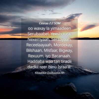 Picture 04 - Cesraa 2:2 SOM - oo waxay la yimaadeen Serubaabel, Yeeshuuca, - Bible Verse Picture