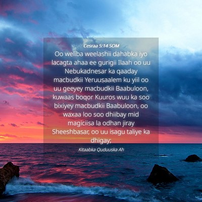 Picture 04 - Cesraa 5:14 SOM - Oo weliba weelashii dahabka iyo lacagta ahaa ee - Bible Verse Picture