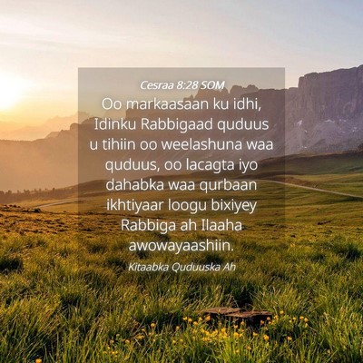 Picture 04 - Cesraa 8:28 SOM - Oo markaasaan ku idhi, Idinku Rabbigaad quduus u - Bible Verse Picture