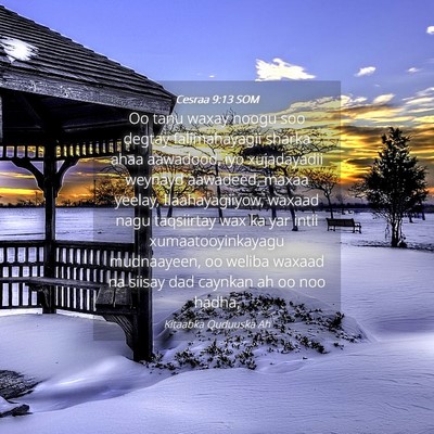 Picture 04 - Cesraa 9:13 SOM - Oo tanu waxay noogu soo degtay falimahayagii - Bible Verse Picture