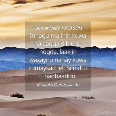 Picture 04 - Cibraaniyada 10:39 SOM - Innagu ma ihin kuwa halaagga dib ugu noqda, - Bible Verse Picture
