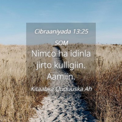 Picture 04 - Cibraaniyada 13:25 SOM - Nimco ha idinla jirto kulligiin. - Bible Verse Picture