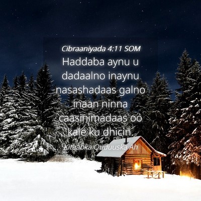 Picture 04 - Cibraaniyada 4:11 SOM - Haddaba aynu u dadaalno inaynu nasashadaas galno - Bible Verse Picture