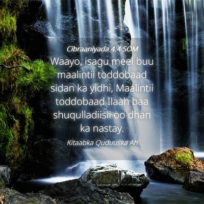 Picture 04 - Cibraaniyada 4:4 SOM - Waayo, isagu meel buu maalintii toddobaad sidan - Bible Verse Picture