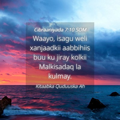 Picture 04 - Cibraaniyada 7:10 SOM - Waayo, isagu weli xanjaadkii aabbihiis buu ku - Bible Verse Picture