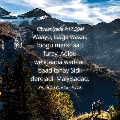 Picture 04 - Cibraaniyada 7:17 SOM - Waayo, isaga waxaa loogu markhaati furay, Adigu - Bible Verse Picture