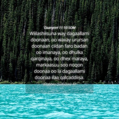 Picture 04 - Daanyeel 11:10 SOM - Wiilashiisuna way dagaallami doonaan, oo waxay - Bible Verse Picture