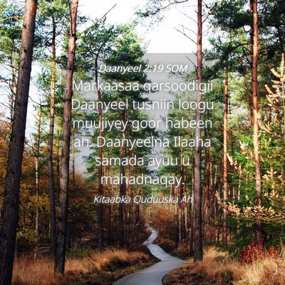 Picture 04 - Daanyeel 2:19 SOM - Markaasaa qarsoodigii Daanyeel tusniin loogu - Bible Verse Picture