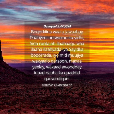 Picture 04 - Daanyeel 2:47 SOM - Boqorkiina waa u jawaabay Daanyeel oo wuxuu ku - Bible Verse Picture