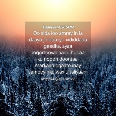 Picture 04 - Daanyeel 4:26 SOM - Oo sida loo amray in la daayo jiridda iyo - Bible Verse Picture